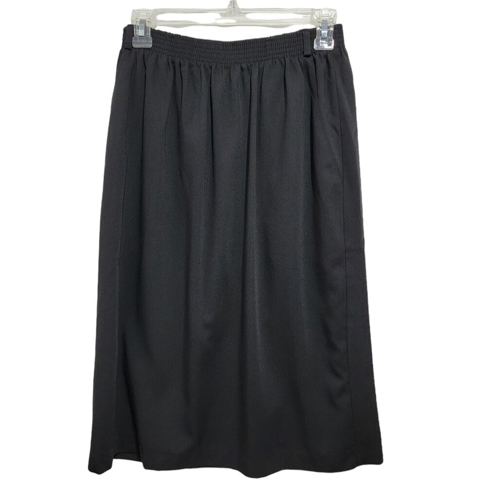 Metro New York Womens VTG Black Elastic Waist Aline Skirt Size 10